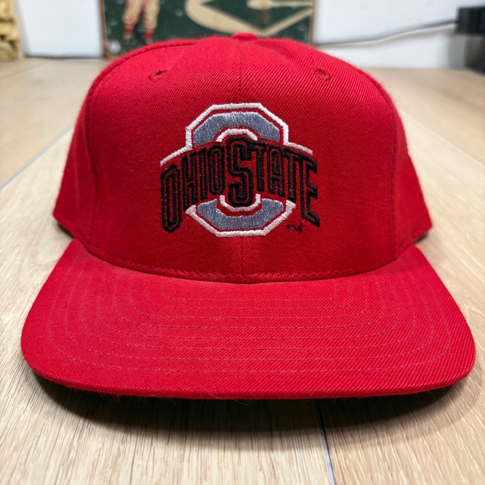 Vintage Ohio State Buckeyes Hat University Square Red Fitted Cap 7 1/2 USA Made